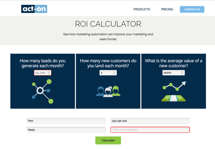 Determine the ROI for implementing marketing automation using Act-On's ROI Calculator