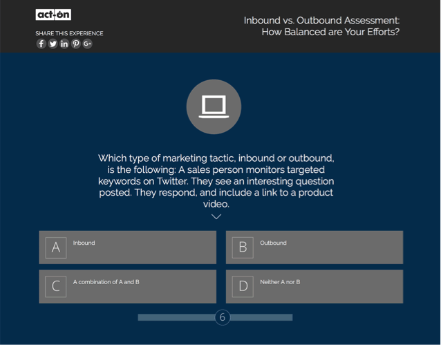 Act-On's Inbound vs. Outbound Assessment Tool