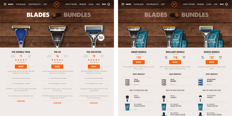 Dollar Shave Club: product information