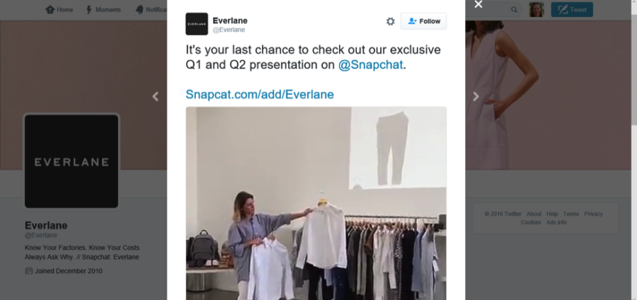 Everlane was an early adopter of Snapchat