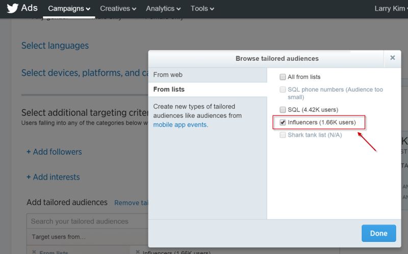 larry kim Twitter ad strategy 