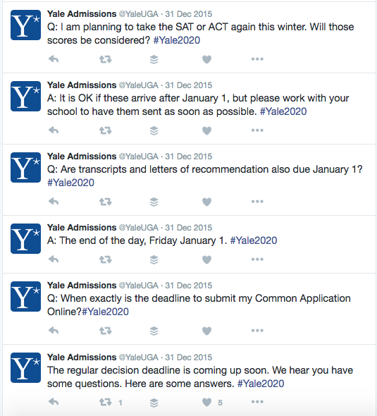 Yale twitter chat how to recruit students