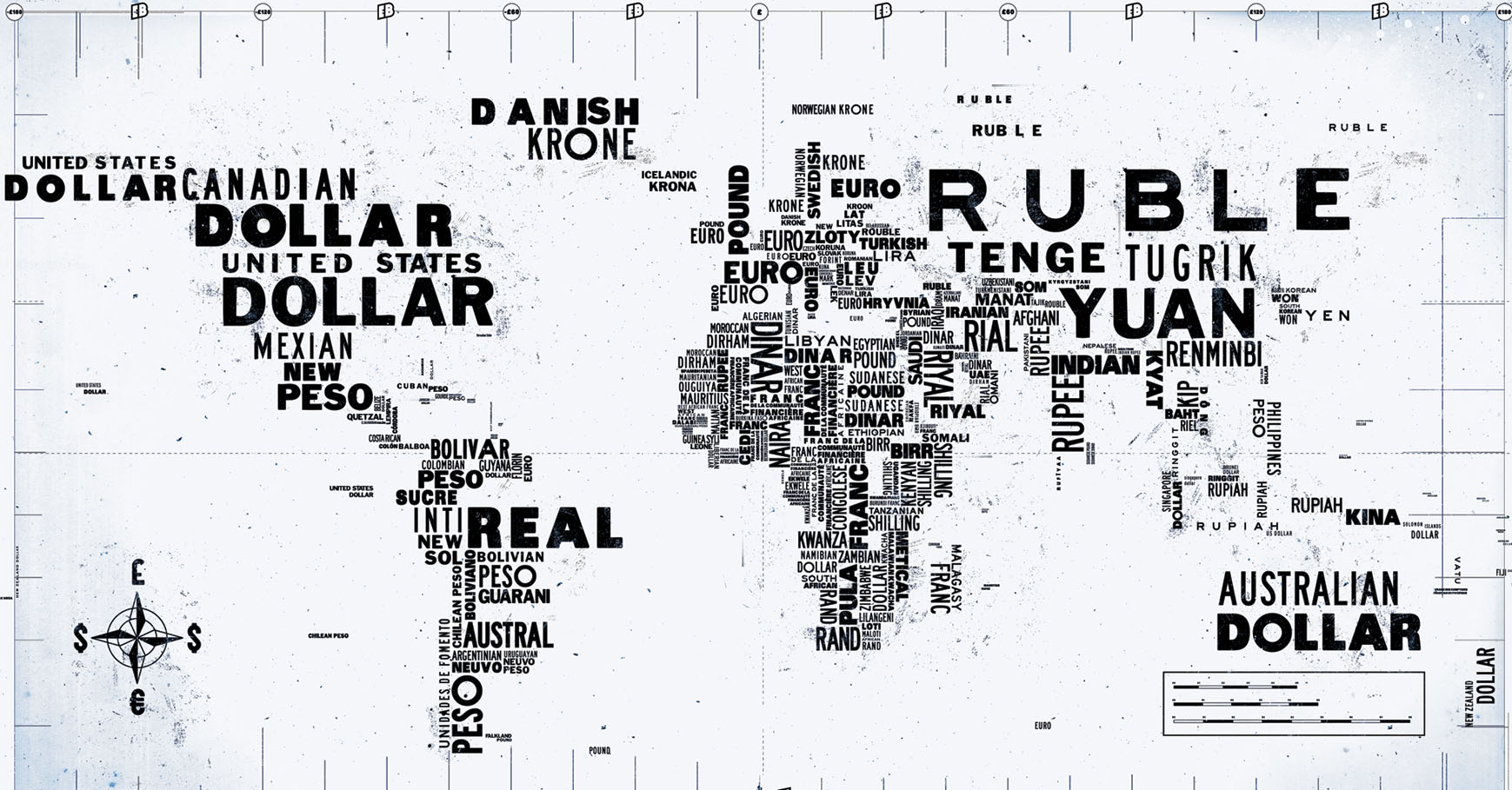 International AdWords global currency map concept