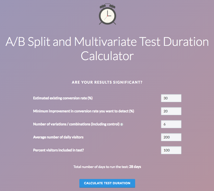 A/B Split and Multivariate Test Calculator