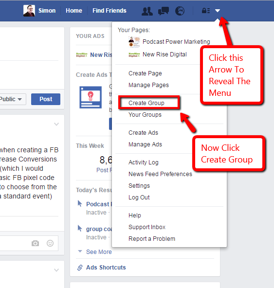 create a private group on facebook business page