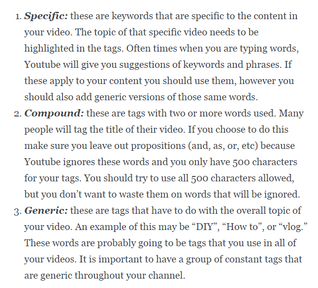 tags youtube