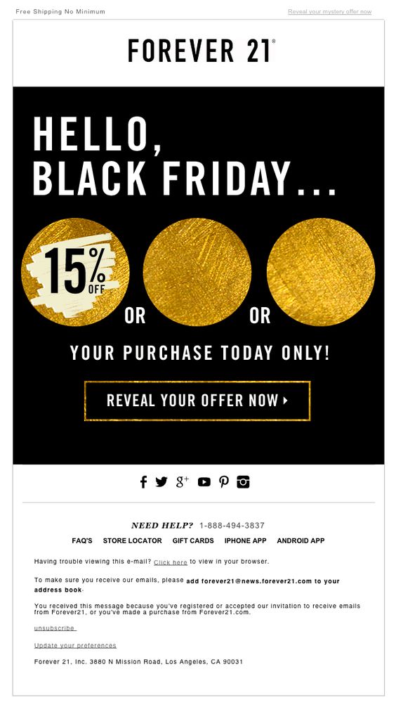 Forever 21 Black Friday email template