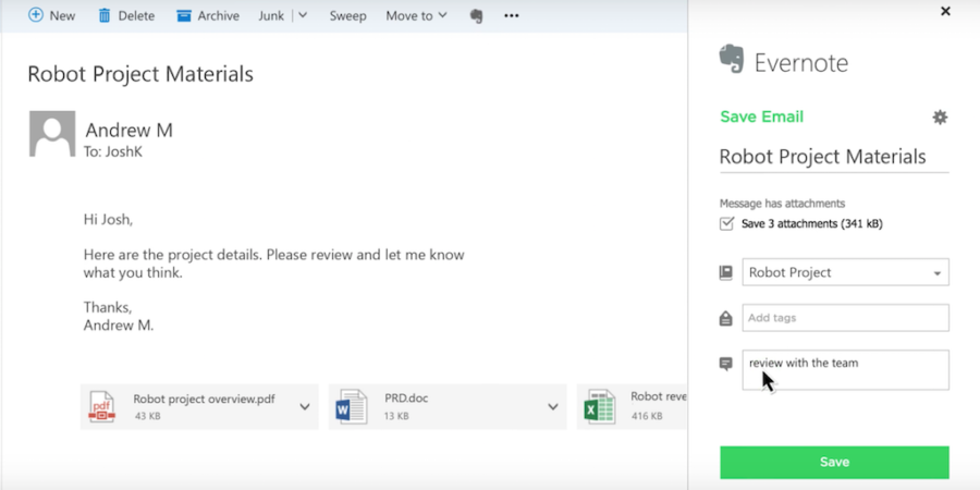 outlook extensions evernote