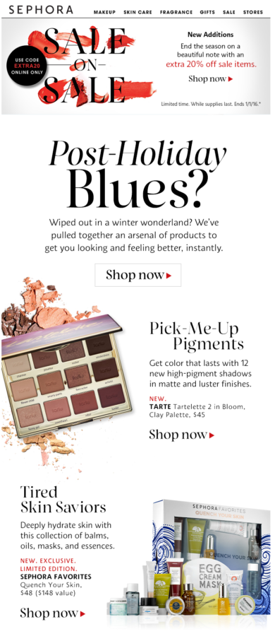 sephora-post-holiday-email