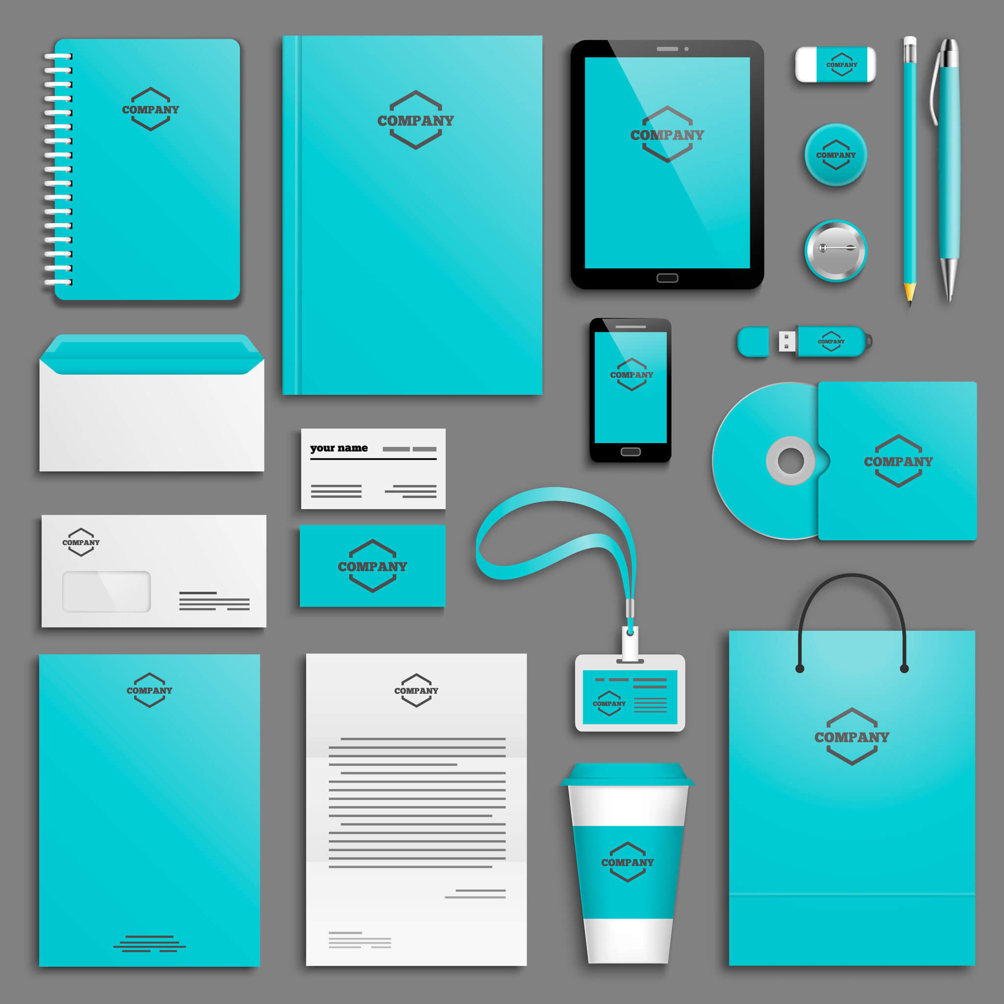 Business stationery mock-up with icon. branding design.