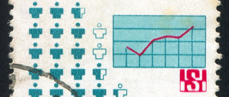 Vintage postage stamp featuring an infographic