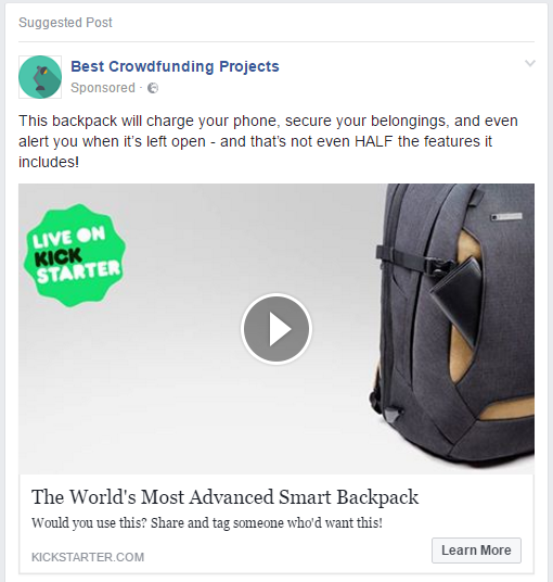 Facebook ad options 
