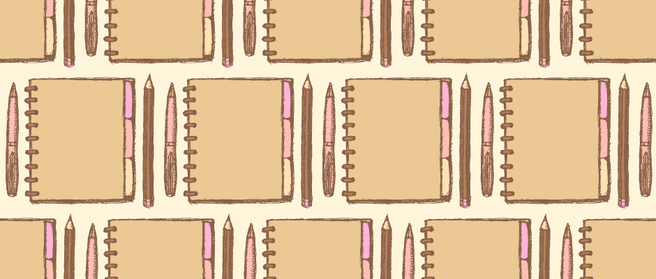 Pattern of notebooks and writing instruments