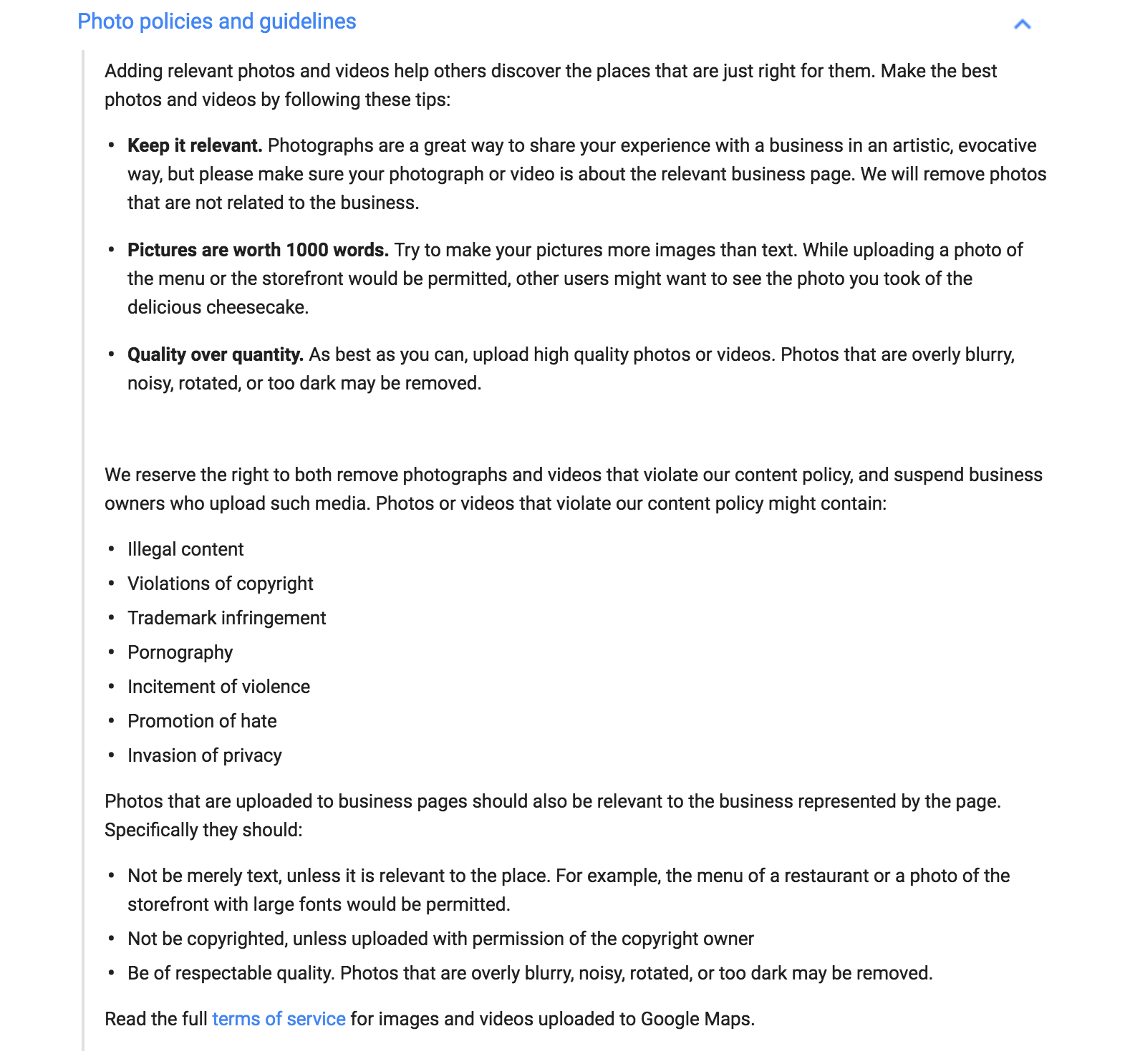 Google My Business Reviews Photo Guidelines
