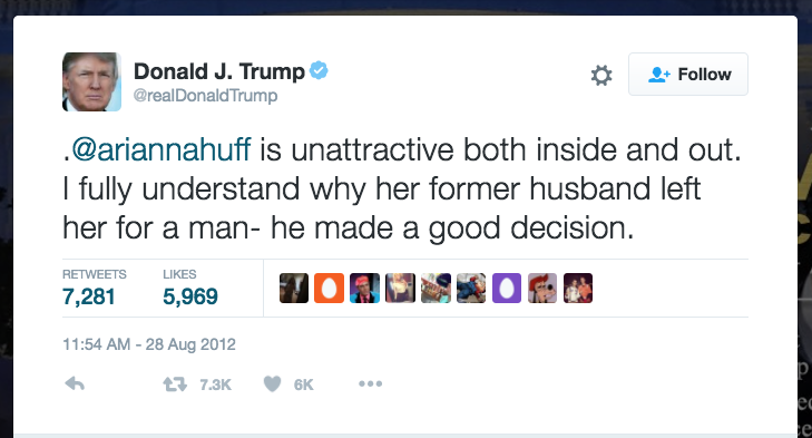 Donald Trump Arianna Huffington Tweet