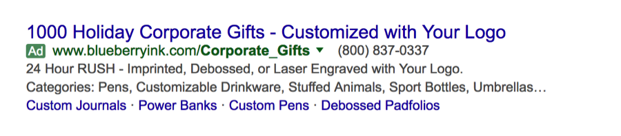 This ad is a great example of maximizing your URL to communicate your ad copy.