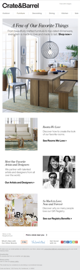 Crate & Barrel Email Example