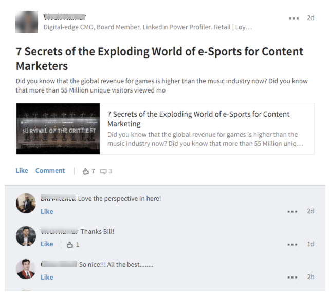 Generic LinkedIn Comments - Mindi Rosser - Biznology