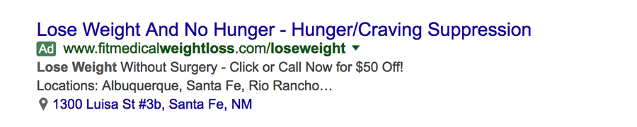 Here is an example of Ad Text copy where the benefits are clearly stated in the headline