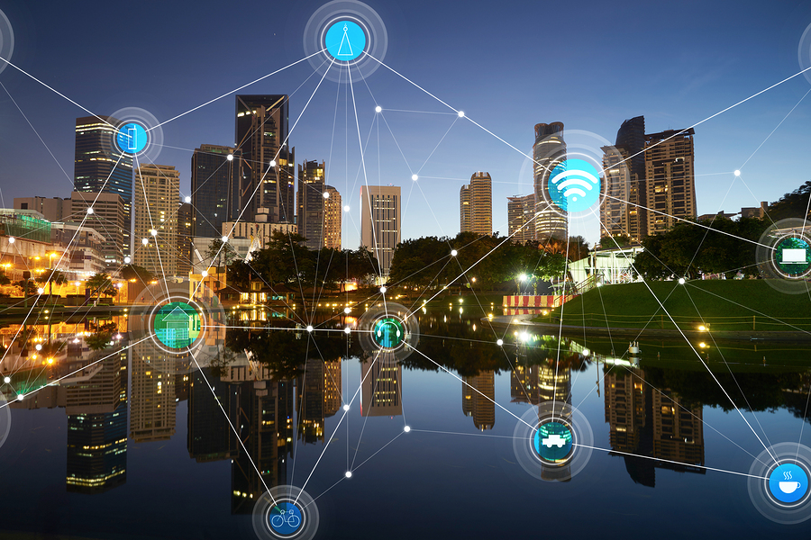 smart city and wireless communication network abstract image visual internet of things