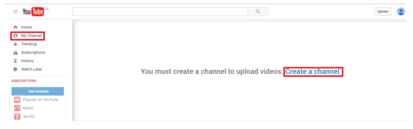 YouTube Create a Channel