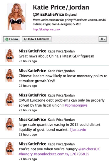 Snickers posts on Katie Price