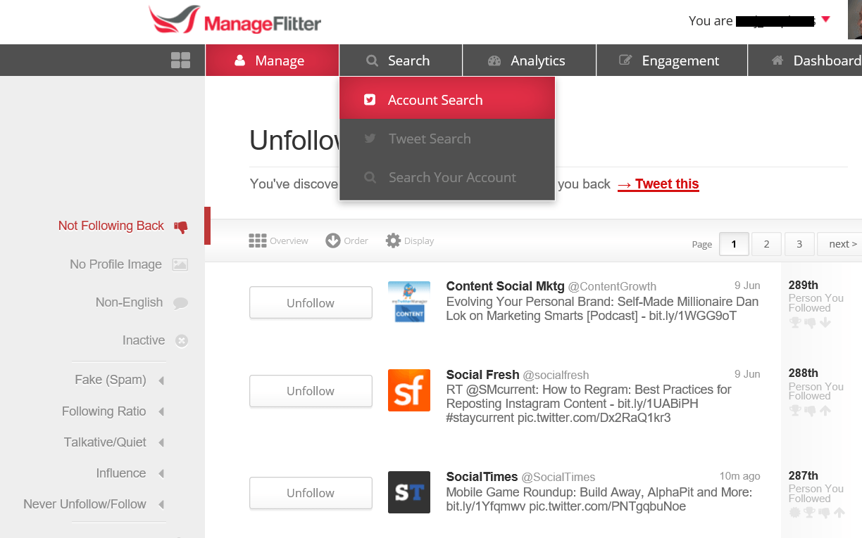 manage-flitter social media