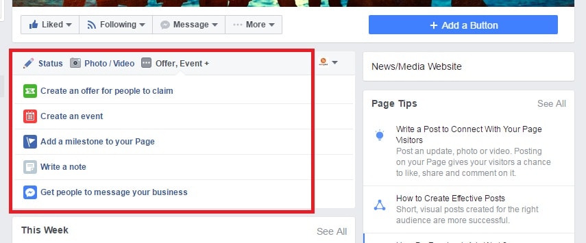 Old Facebook Post Options 