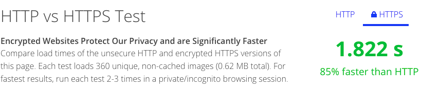 HTTP vs HTTPS test