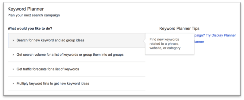 Find SEO Keywords with Googles Keyword Planner