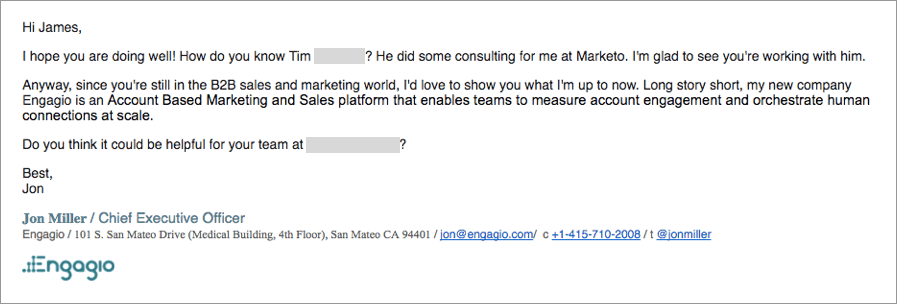 Common connection example email