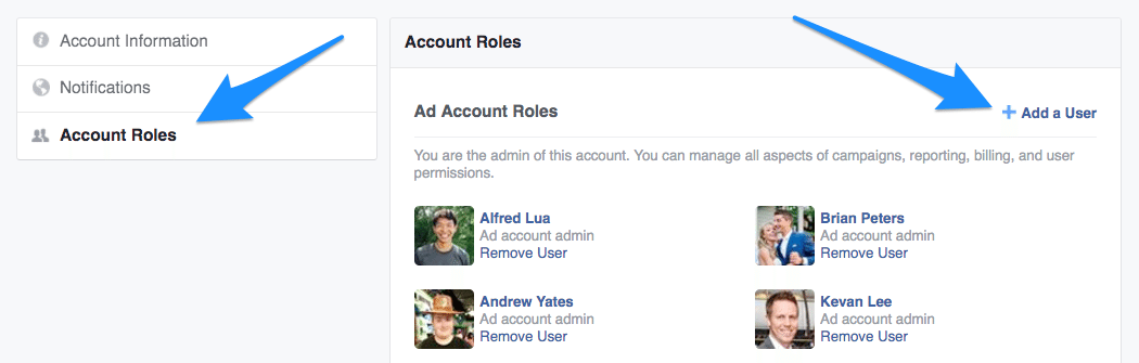 Facebook Ads Manager - Add a User