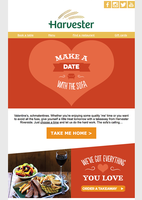 Harvester Valentines Days Email Example | Emailcenter