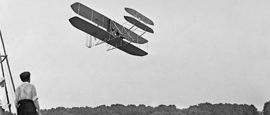 Wright's airplane in trial flight