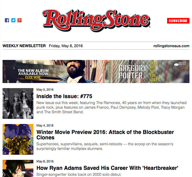 Rolling Stone Ads in Email Campaigns