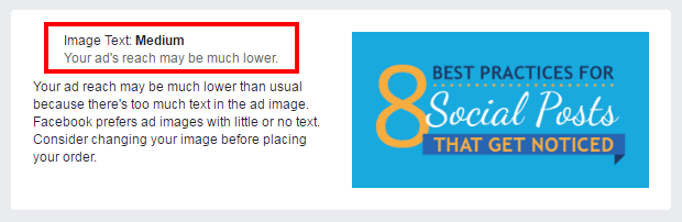 Facebooks Image Text Check Tool results