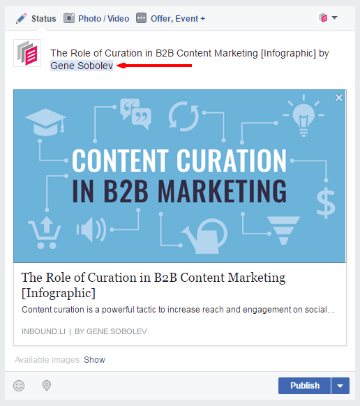 A screenshot that shows what tagging looks like on Facebook
