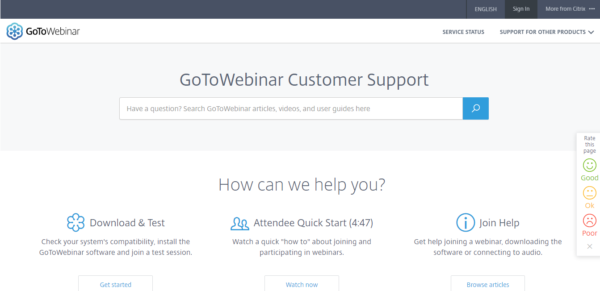 Screenshot support GoToWebinar