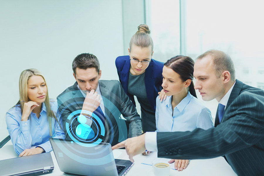 Group working on a laptop