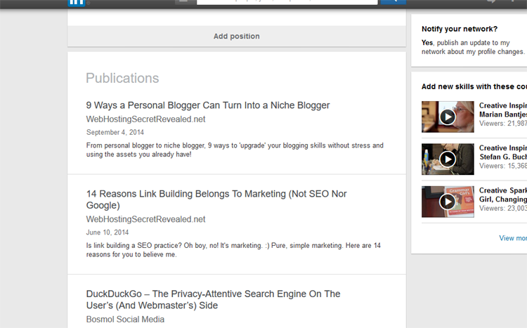 LinkedIn Publication portfolio
