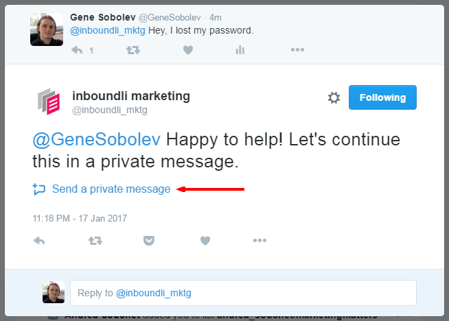 Formatted link to send a private Direct Message