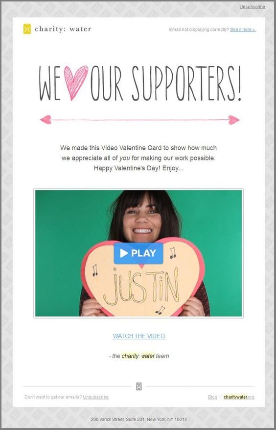 valentines day email template-charity water