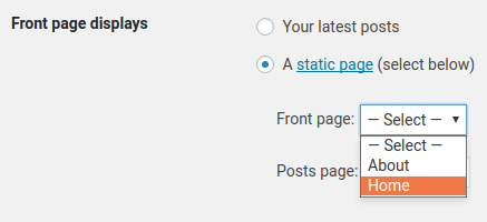 WordPress - Set Front Page