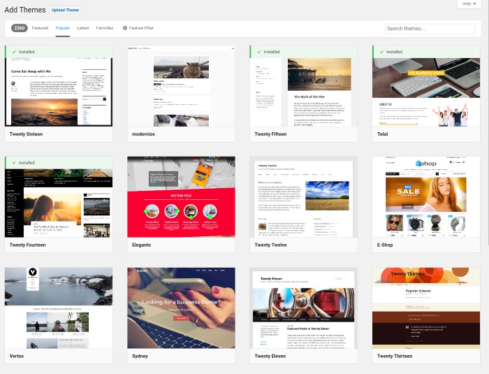 WordPress - Theme Choices