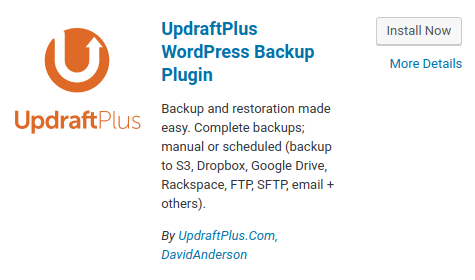 WordPress - Updraft Plus