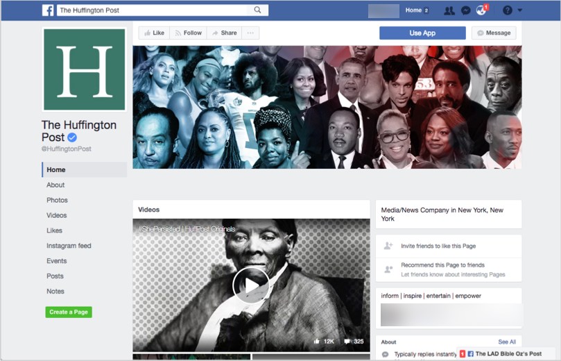 Huffington post facebook page for online branding tips