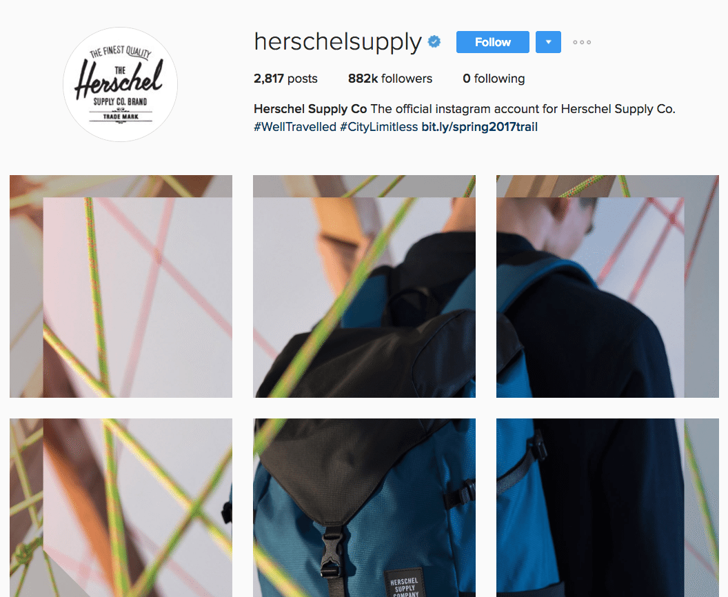 Herschel Instagram profile