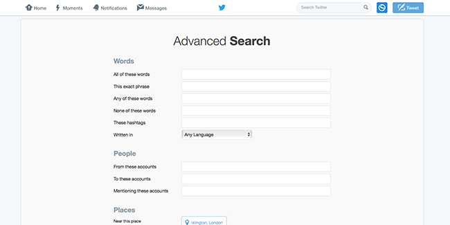 Twitters advanced search uses Boolean logic