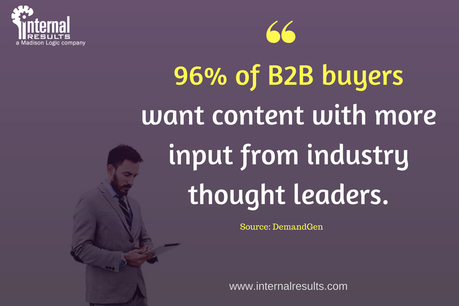 96%25 of respondentswant content with moreinput from industry thought leaders.