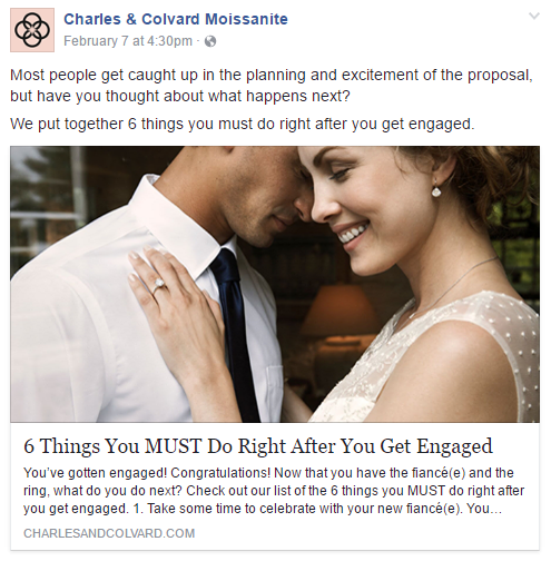 Charles And Colvard Facebook Blog Post Example